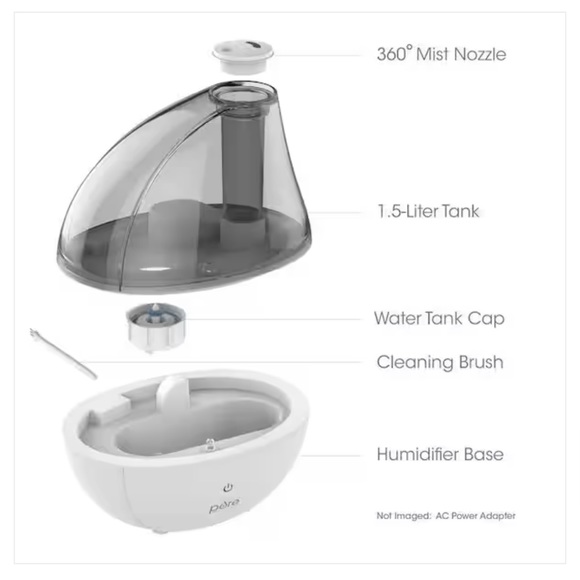 Pure Enrichment| MistAire Silver | Ultrasonic Cool Mist Humidifier NEW in Box - Picture 4 of 8